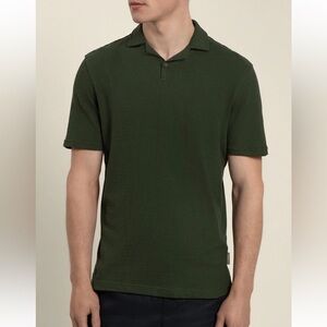 Larsson & Co Green Textured Resort Collar Polo Large